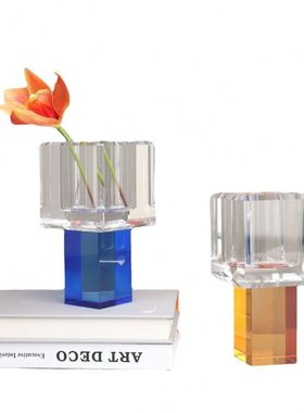 新中式水晶花器花插摆件样板房售楼部卧室书房客厅桌面玄关饰品