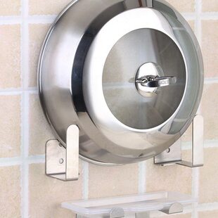 304不锈钢锅盖架壁挂免打孔厨房锅盖收纳架砧板架带接水盘挂锅盖