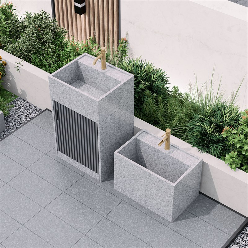 户外立柱盆一体i落地式庭院水池台盆室别墅洗脸台花岗岩阳台洗漱