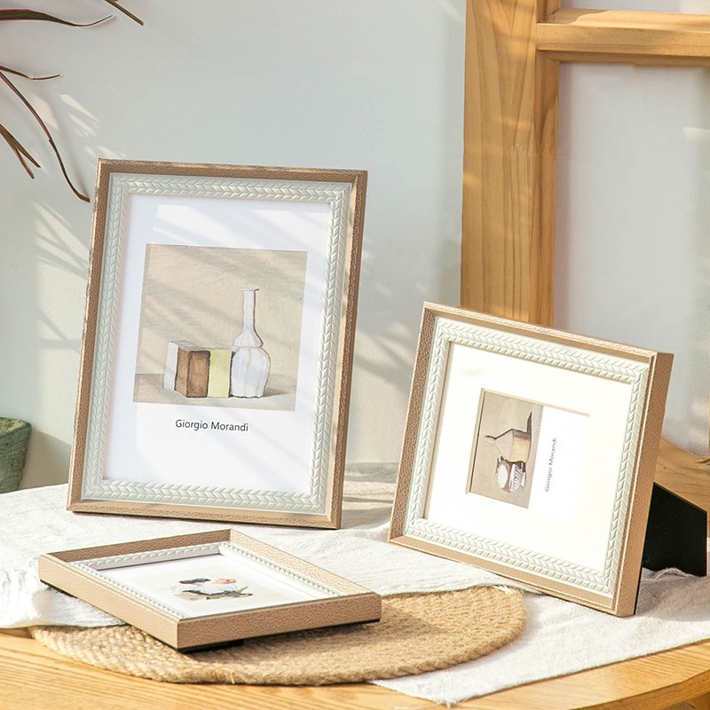 创意轻奢风相框摆台高级s感6寸7寸8简约拼色桌面摆件挂墙小画框架