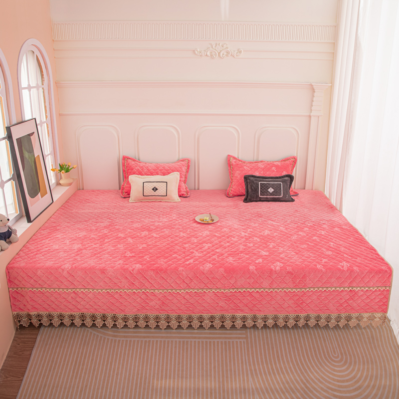 婴儿绒榻榻米床盖加厚短绒夹棉床单牛奶绒炕盖宝宝绒炕毯炕垫防滑