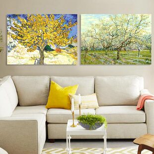 梵高 防水画《盛开的杏树》 风景装饰画 卧室 挂画餐厅单幅无框画