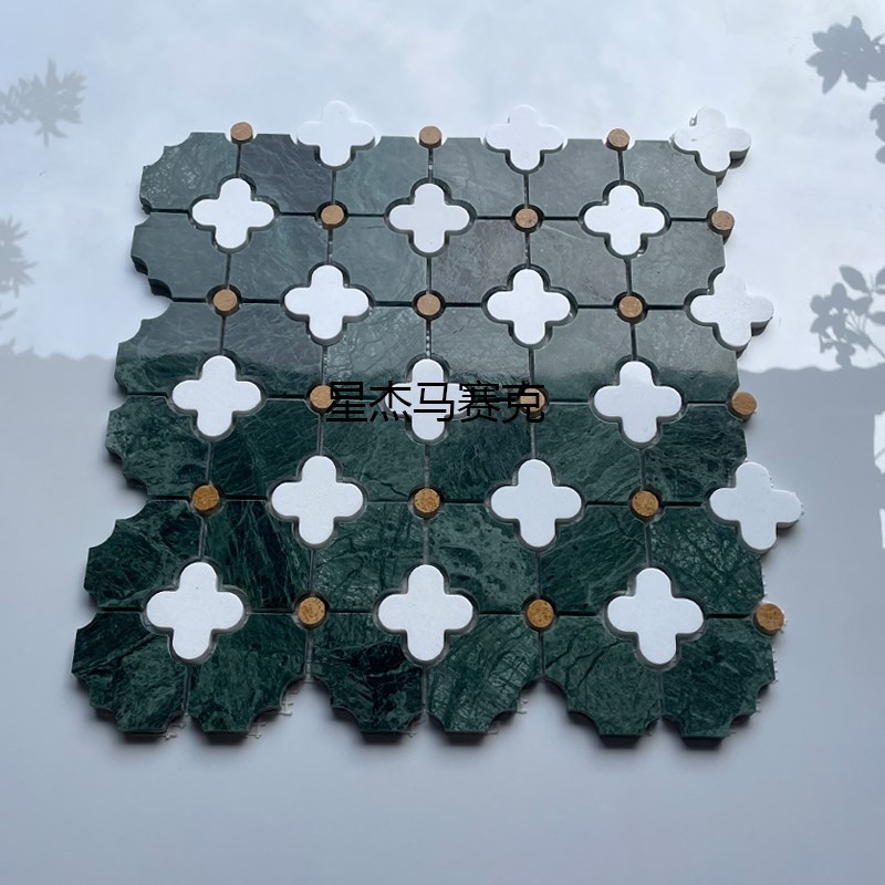 墨绿色大理石马赛克网红酒店别z墅墙面地面鱼池酒吧背景墙厨房瓷
