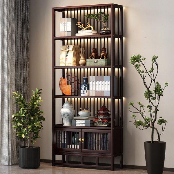 中式博古架茶叶茶具置物架非实木茶柜展示架子茶室古董摆件收纳架