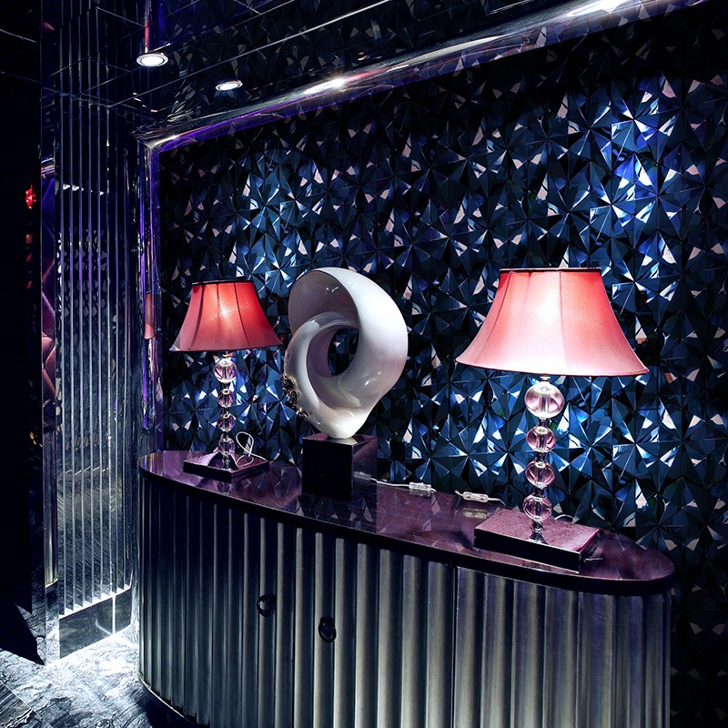 名玛汇蓝色镜面金属不锈钢马赛克瓷砖菱形3D立体U大块墙砖背景墙