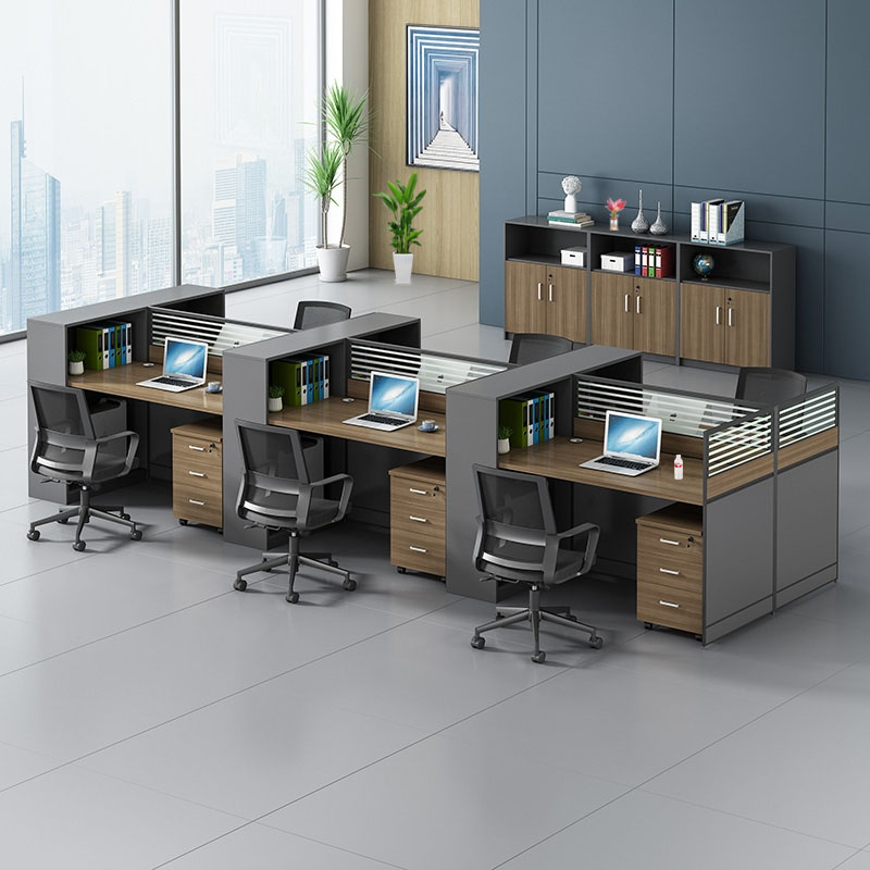 职员办公桌椅组合2/4/6人x简约现代员工卡座办公室屏风工位 财务