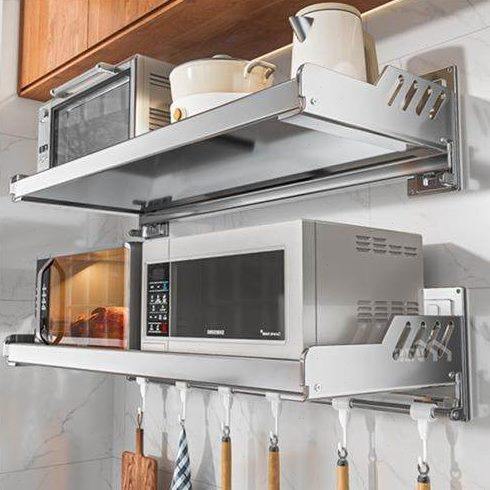 厨房微波炉不锈钢置物架挂墙上烤箱支架免打M孔壁挂式悬挂收纳挂