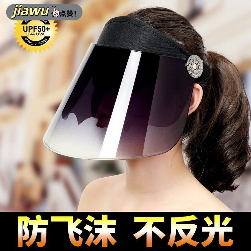 新款 夏天防紫外线太阳帽女士夏季骑车遮脸防晒男电动车空顶帽子