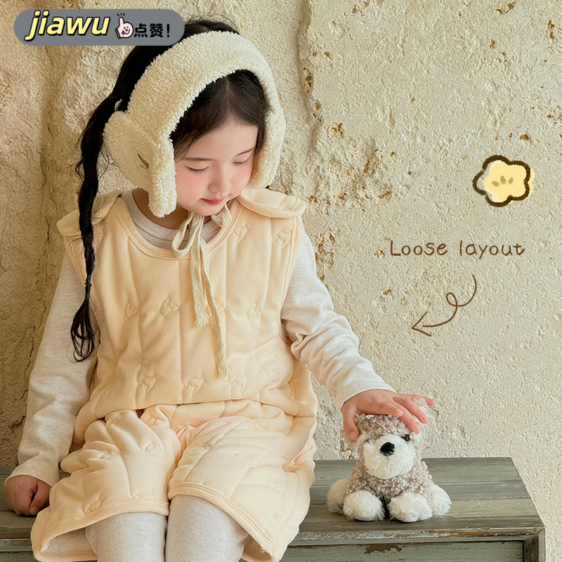 儿童秋冬套装男童女童保暖睡衣连