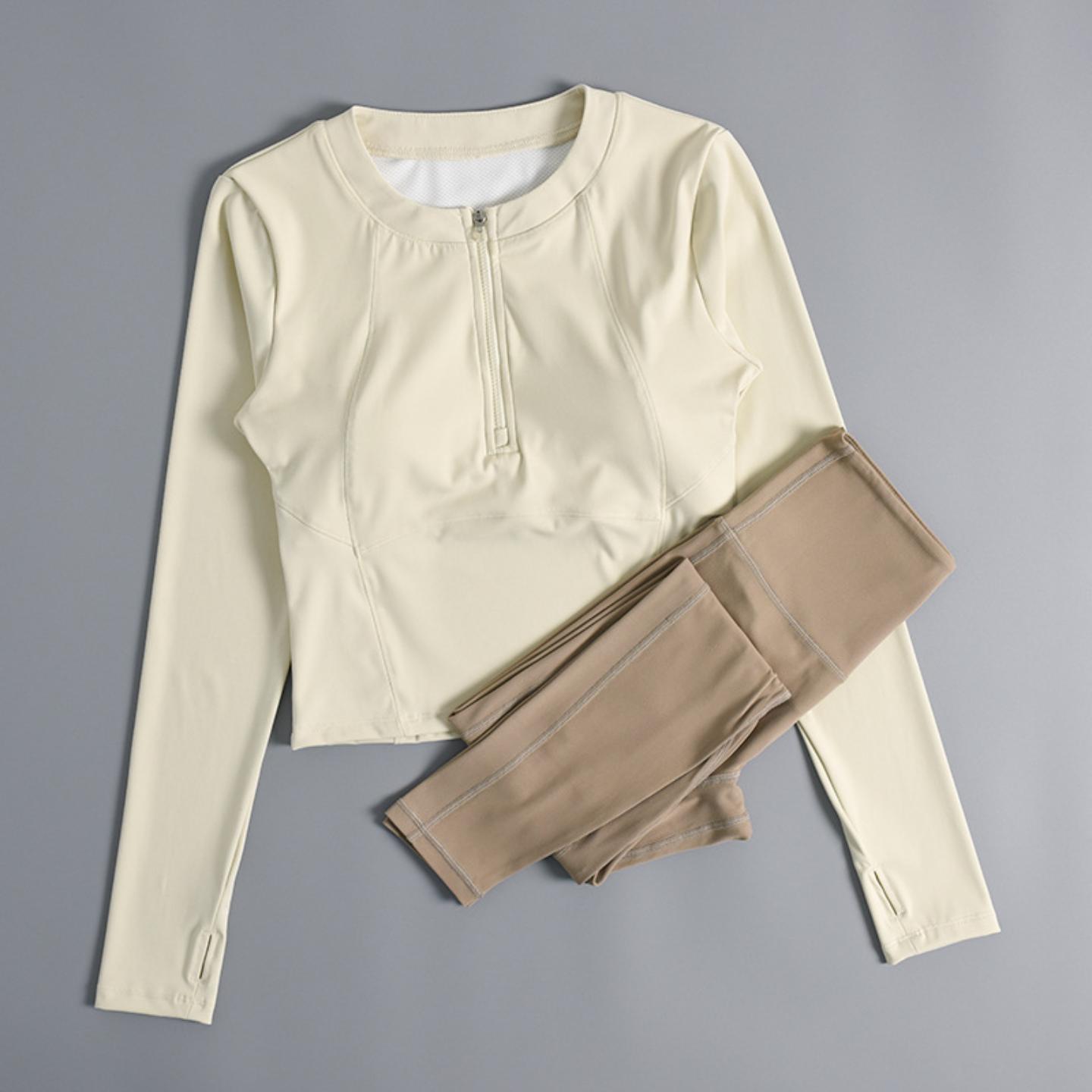 半拉链瑜伽服套装女秋冬修身