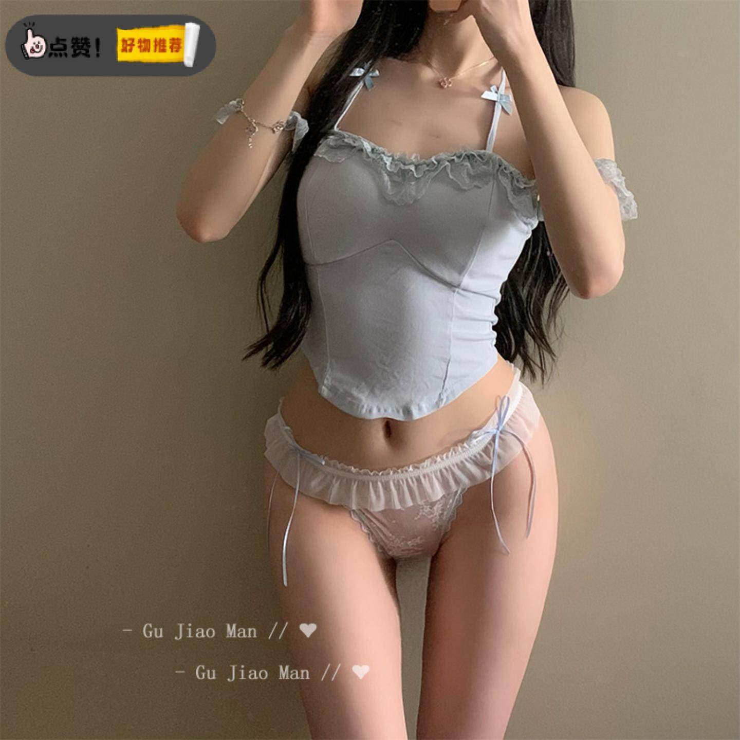 纯欲肉丝纯欲风甜美内裤纯色结网纱蕾丝透气低腰裤