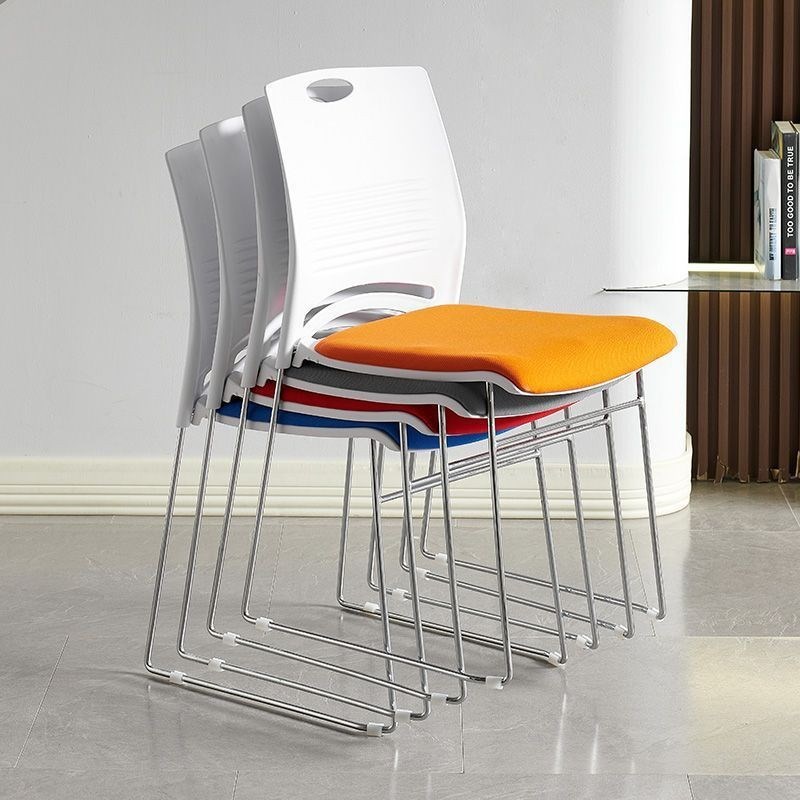 家用靠背椅办公室培训会议洽谈椅时尚简约轻奢无扶手可摞叠钢筋椅