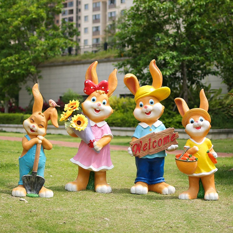卡通兔子雕塑户外园林小品景观花园庭院装饰别墅创意小品落地摆件