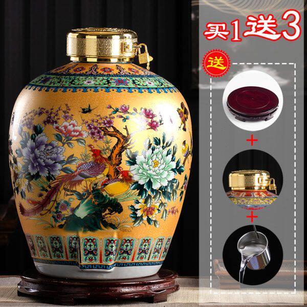 景德镇家用酒坛子酒壶泡酒缸酒罐酒瓶陶瓷仿古密封10斤50斤带龙头