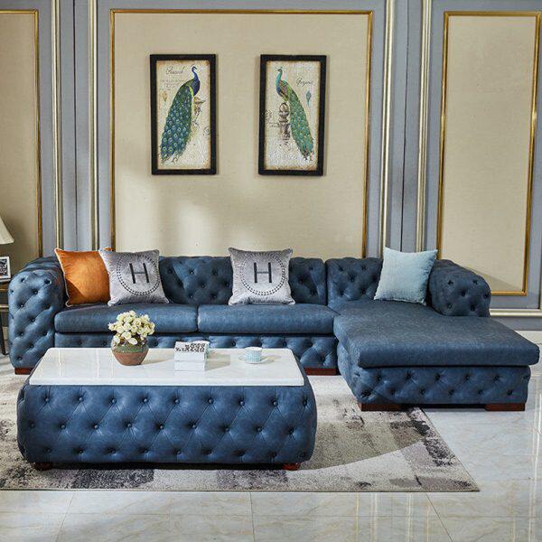 北欧轻奢后现代拉扣皮沙发简约别墅客厅酒店样板间接待组合定制