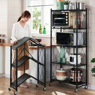 免安装厨房折叠置物架落地多层家用储物架锅具烤箱微波炉收纳架子