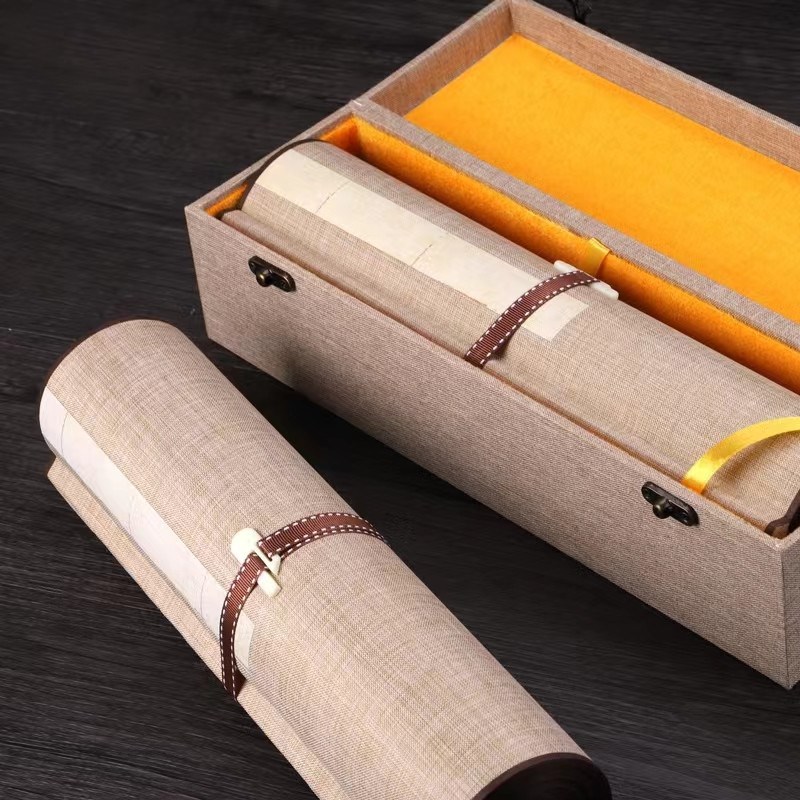 复古蜡染宣纸手卷长卷唐褚遂良大字阴符经卷轴半生熟毛笔书法用纸