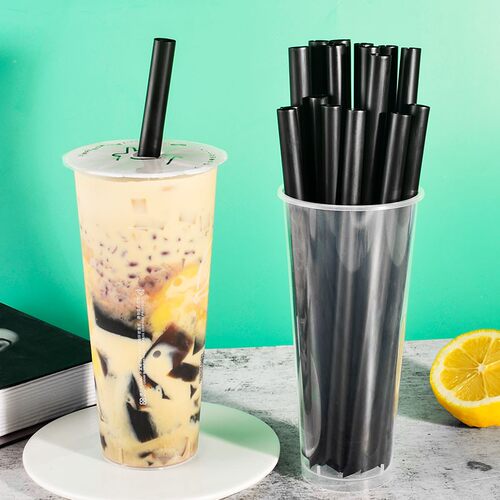 一次性加色塑料吸管 m1c2果汁饮料奶茶黑厚单支包装粗吸管细直管