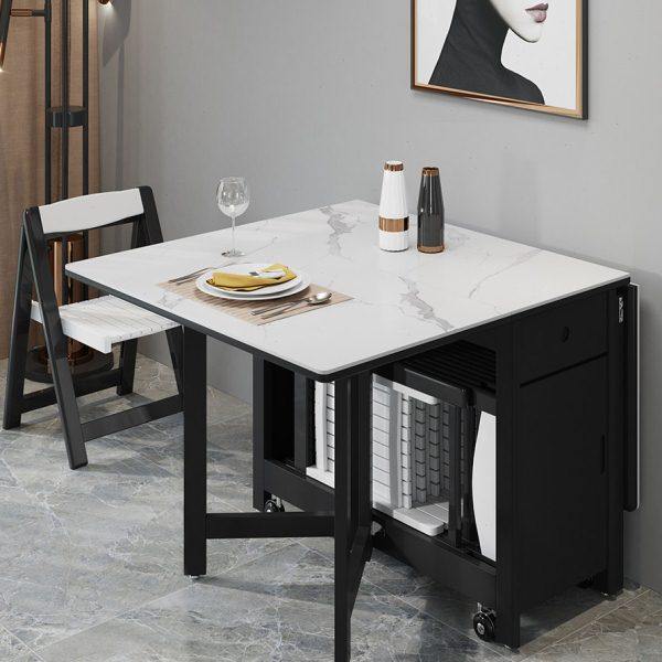 岩板折叠餐桌家用小户型现代简约可伸缩折叠纯实木电磁炉餐桌椅子,住宅家具,岩板餐桌,淘宝优惠券,粉丝福利购,淘宝优惠卷