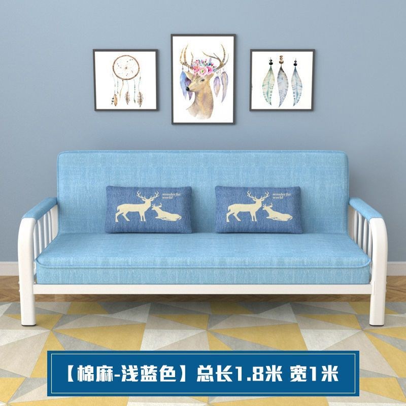 沙发床可折叠两用简约耐用铁艺简易小户型布艺客厅折叠床沙发P24