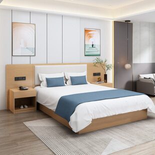 汉庭连锁酒店标准床宾馆标间全套民宿专用床豪华双人床旅馆床架箱