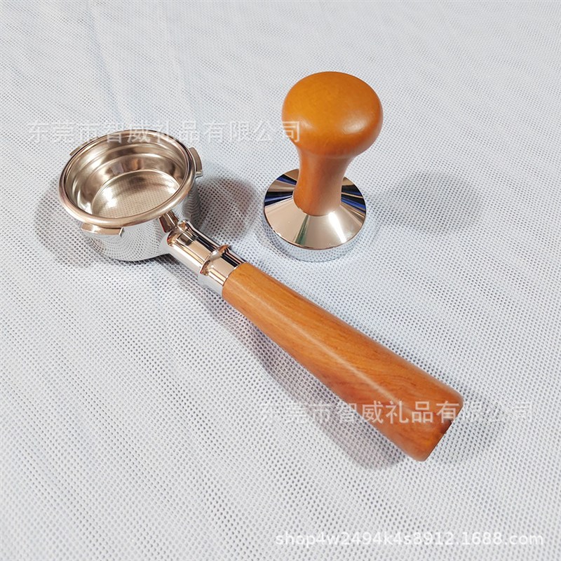 百盛图无底咖啡手h柄 58MM三耳不锈钢304实木萃取手柄 Bae02/Bae0