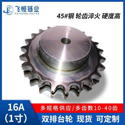 1寸16A45钢双排带台链轮1寸16A-2101213141516171819202122-45齿
