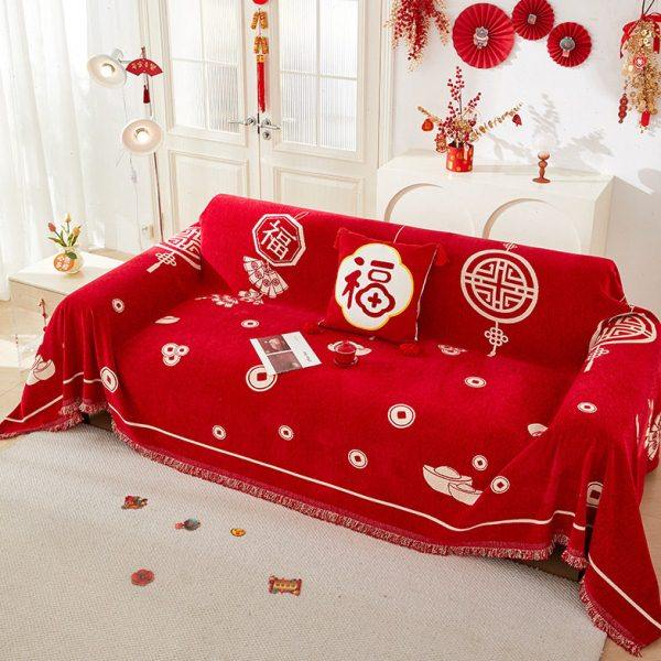 喜庆防滑四季通用新春鸿运系列红色全包防滑沙发垫装饰套罩沙发巾,居家布艺,沙发垫,淘宝优惠券,粉丝福利购,淘宝优惠卷