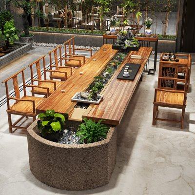 流水茶台养鱼茶桌循环景观一体新中式实木泡茶桌曲水流觞桌椅组合,商业/办公家具,茶台/茶桌,淘宝优惠券,粉丝福利购,淘宝优惠卷