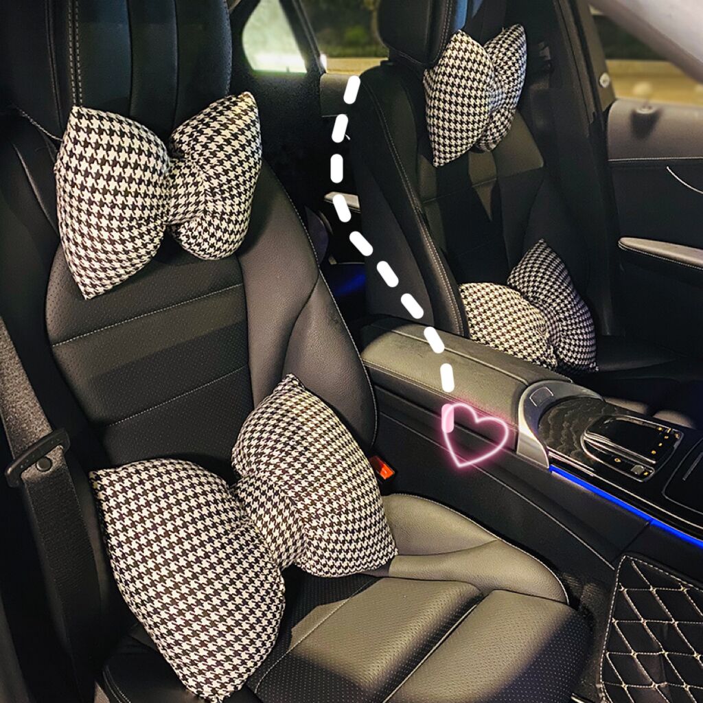 汽车头枕护颈枕车用四季高档可爱网红车载座椅腰R靠护腰抱枕一对