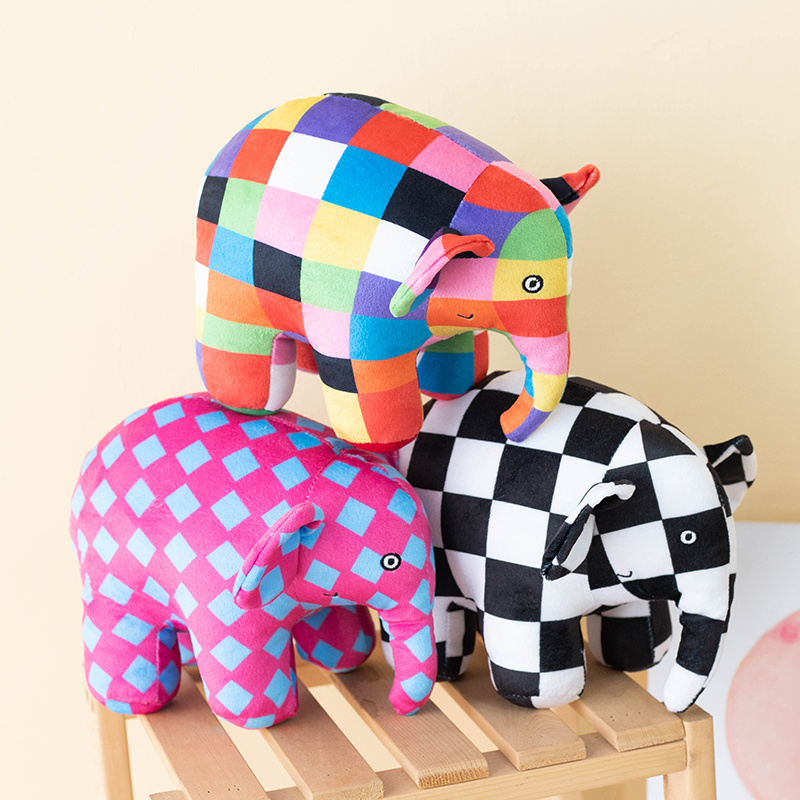 花格子大象艾玛玩偶公仔Elmer the Elephant毛绒玩具布偶益智玩具