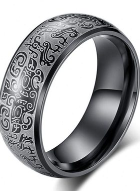 神兽饕餮男士戒指个性潮男霸气单身潮人食指尾戒子复古中国风指环