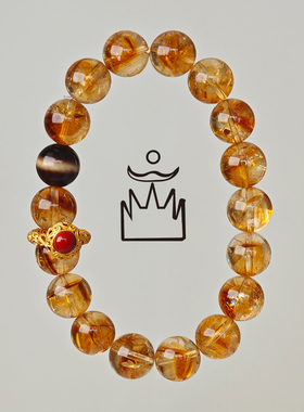 矣太【真君】天然黄塔晶天珠南红跑环招财手链黄水晶饰品正品手串