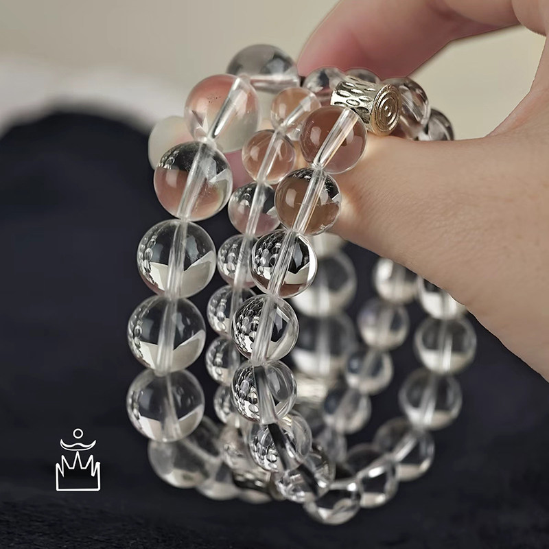 矣太【平安净化】7A巴西天然白水晶手链女生日礼物925银简约手串