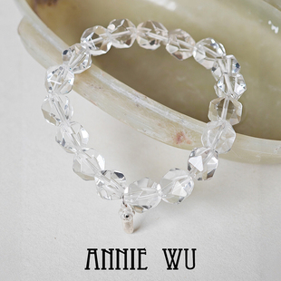 矣太天然白水晶手串原创手工纯银手链吸引力法则老矿不染全净体