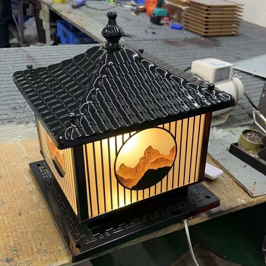 220V110V接电款柱头灯家用节能灯别墅庭院围墙灯门柱灯门墩墙头顶