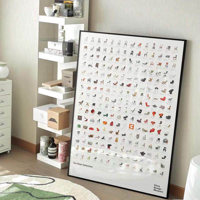 Vitra设计经典椅子画北欧极简风格挂画家具店客厅玄关卧室落地画
