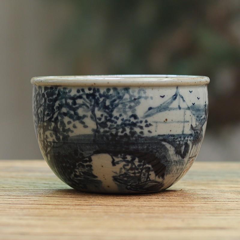 刘林荣手绘山水大写意画茶杯茶盏手彩手拉胚主人杯主人杯名师作品