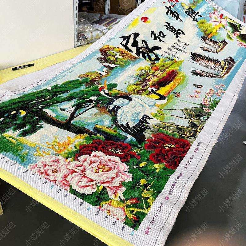 家和万事兴十字绣成品不带框纯手工已绣好2025新款线绣客厅山水画