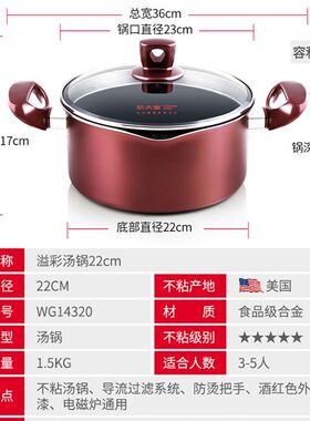 适大皇汤锅煮面煮饺磁不粘锅奶锅燃气灶电子炉炊用家用大容量炖锅