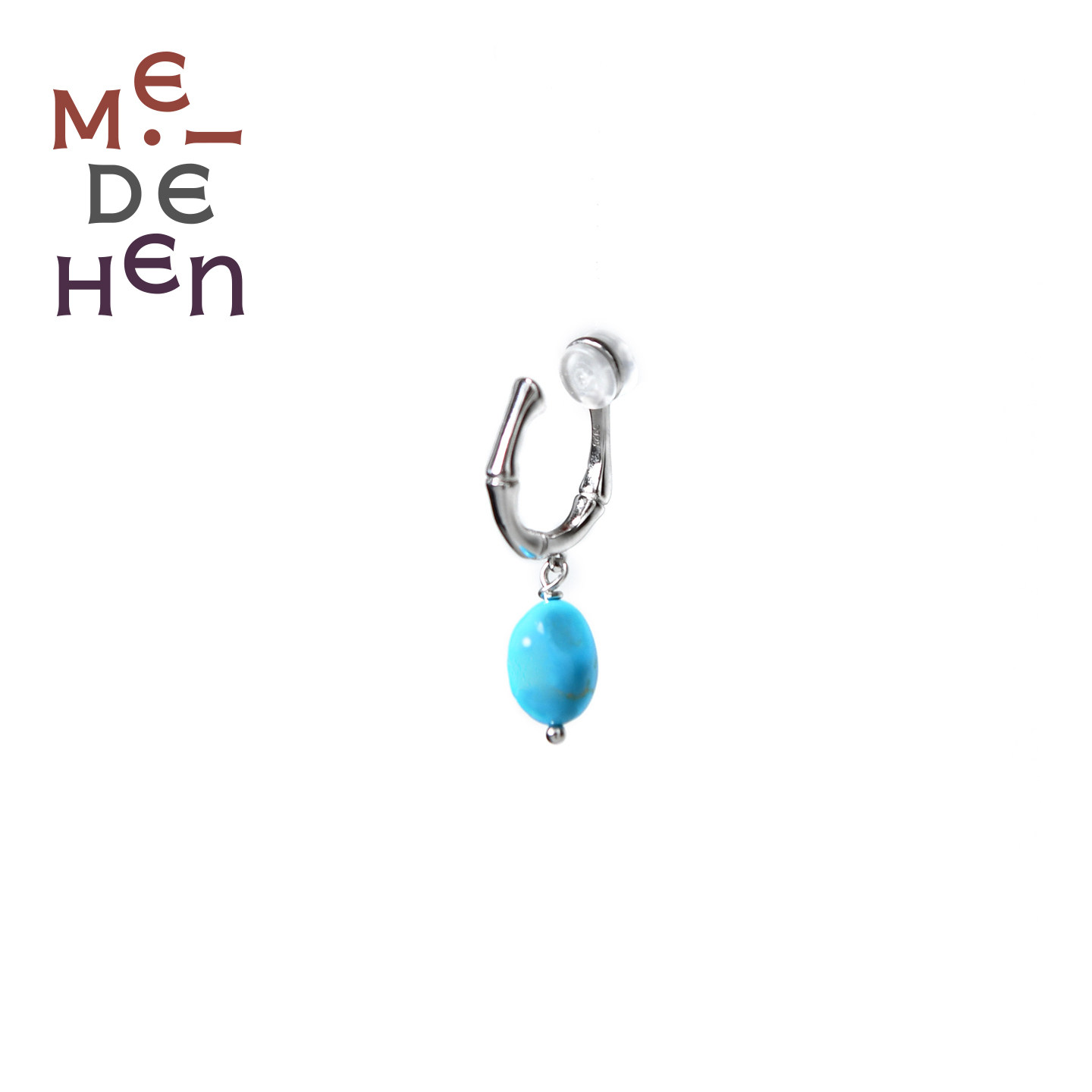 【明星同款】MEIDEHEN美得很藏地特辑925银骨异型绿松石耳钉耳夹