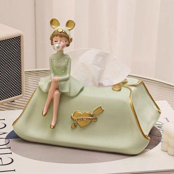 创意奶油风女孩纸巾盒抽纸盒摆件轻奢家用餐桌客厅桌面装饰品,家居饰品,户外/庭院摆件,淘宝优惠券,粉丝福利购,淘宝优惠卷