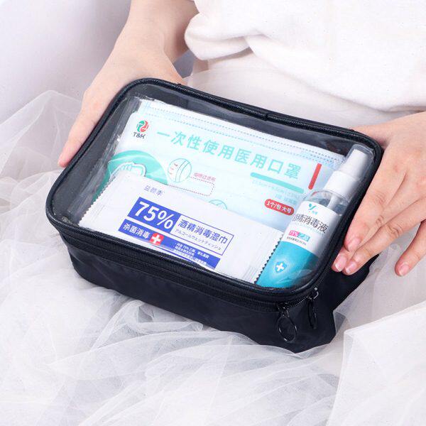 化妆品收纳盒气垫口红翻盖防尘防水透明大容量旅行分装收纳袋可携