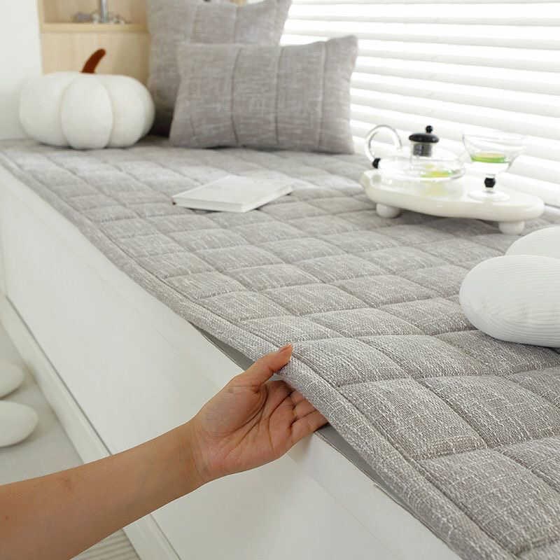 亚麻飘窗垫窗f台垫榻榻米坐垫2024新款四季通用卧室阳台垫简约定