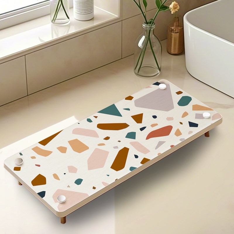 硬硅藻泥吸水垫台面漱口杯垫浴室卫生间洗手台置物T架牙刷架速干