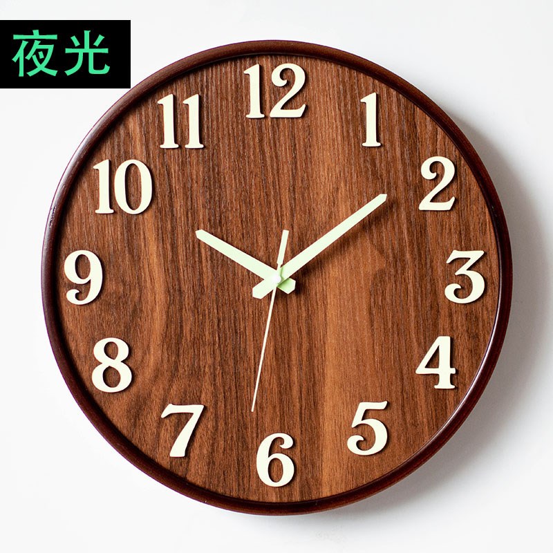 实木夜光挂钟客厅2025新v款时尚家用静音时钟挂墙创意简约现代钟