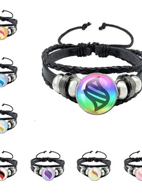 热销Pokemon宝o可梦黑色皮绳按扣手链超级沙奈朵mega进化石