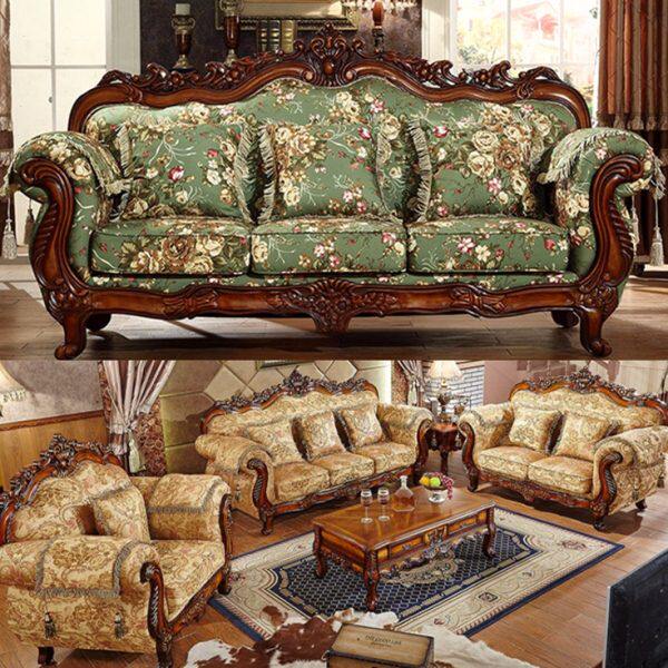 欧式布艺沙发组合 可拆洗田园北美式高档大小户型客厅实木别墅123