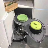 厨房橱柜联动转角拉篮收纳架置物调味篮拐角旋转小怪物飞碟拉篮