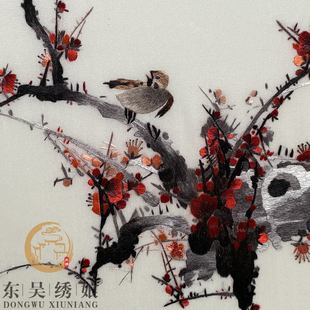 苏州非遗纯手厅刺绣竹兰梅菊壁画别墅办公室书房玄关客工成品苏绣